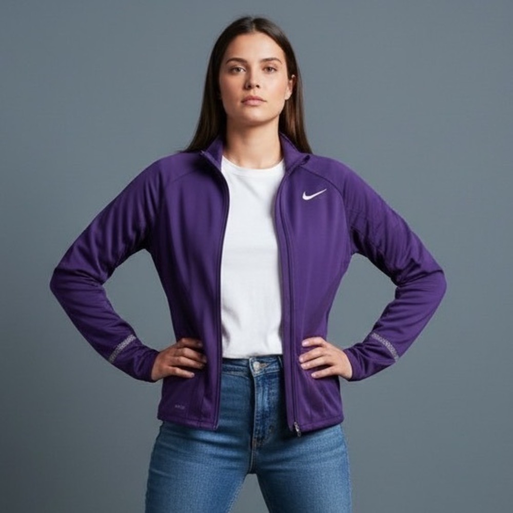 Nike Womens Dri-Fit Long Sleeve Full Zip Element Shield Track Jacket Purple XS